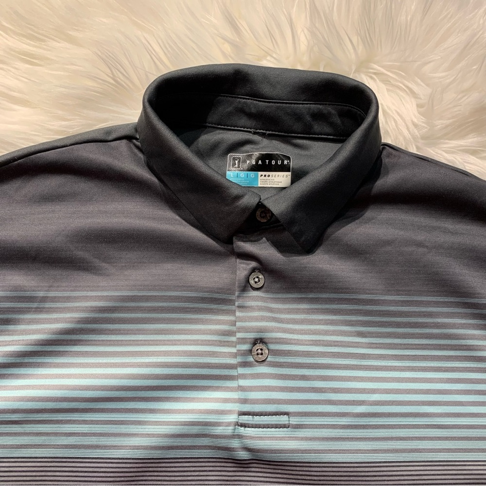 PGA TOUR APPAREL Ombre Fade Chest Print Short Sleeve Golf Polo Shirt - Picture 5 of 14